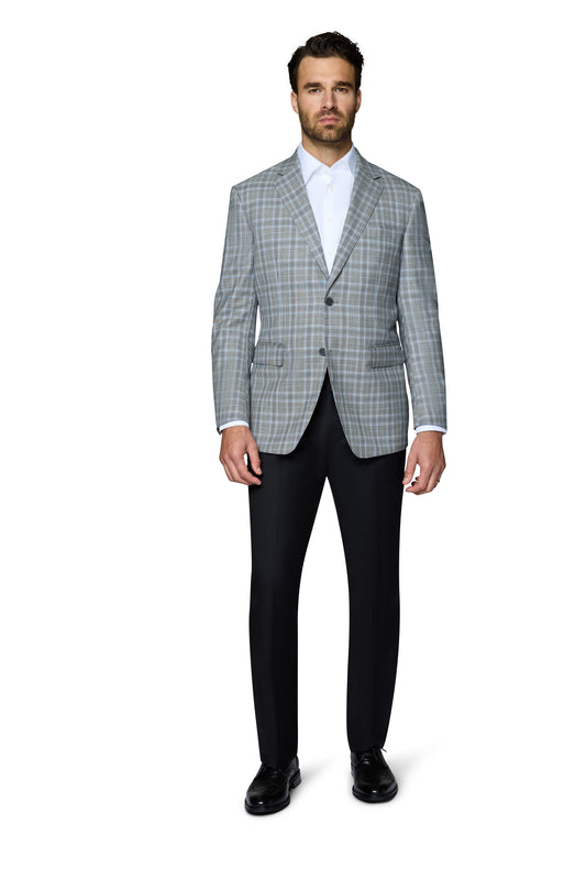 Berragamo Wool Sport Coat Modern Fit - Grey Plaid