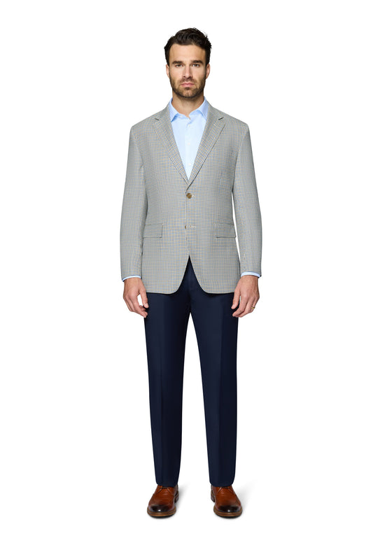 Berragamo Wool Sport Coat Modern Fit - Blue & Tan Check